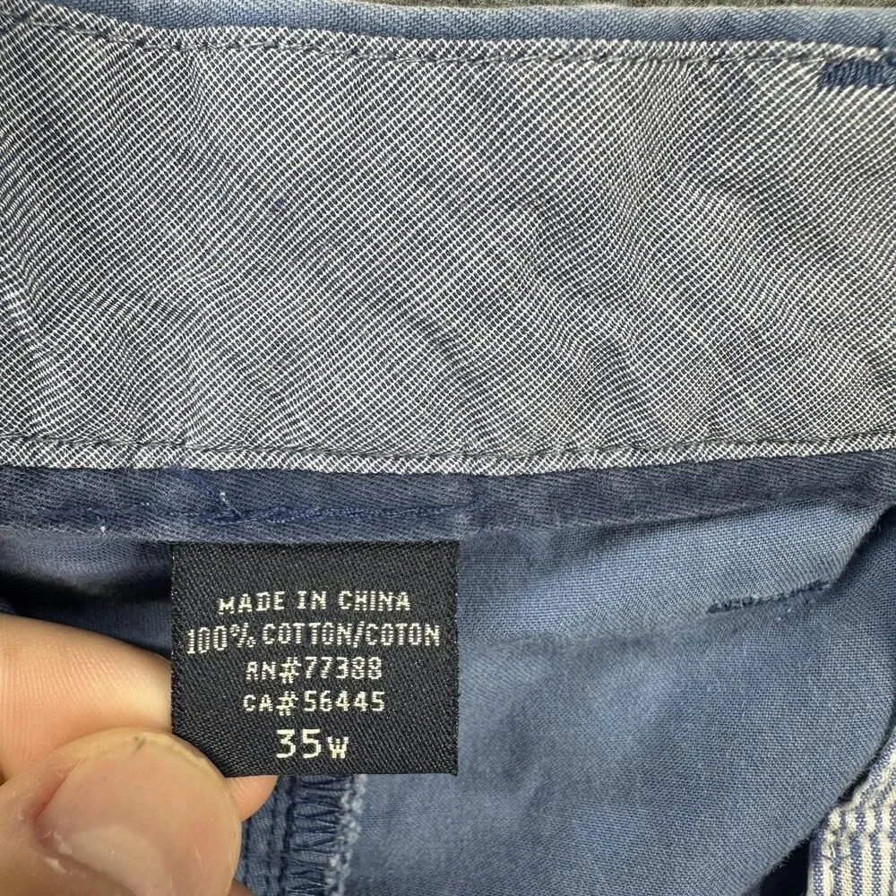 J.Crew Club Shorts Mens 35 Blue Chino 9 Inseam Flat Front Casual Summer
